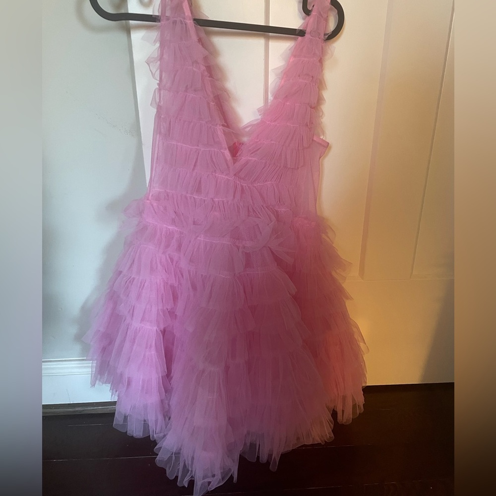 pink tulle mini dress